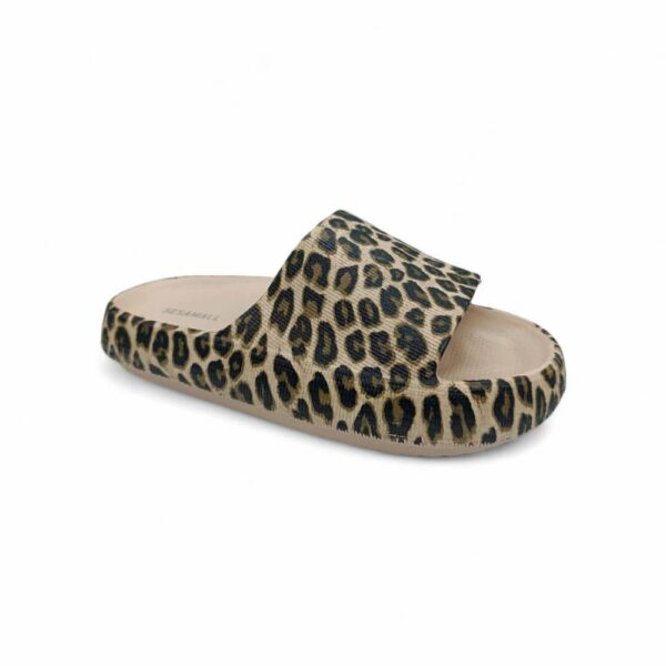 Sesamall Γυναικείες Καλοκαιρινές Παντόφλες Leopar Beige