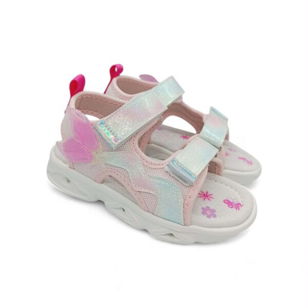 Zak Shoes Παιδικά Αθλητικά Ανατομικά Πέδιλα Με Φωτάκια και Ουρά Γοργόνας Pink