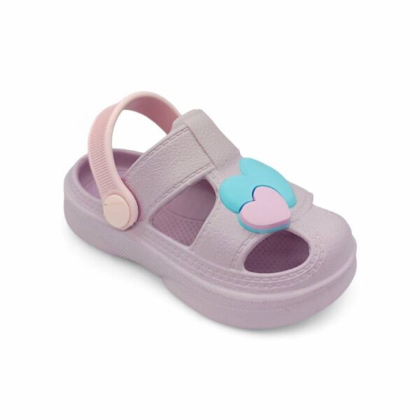 Jomix Shoes Παιδικές Παντόφλες Σαμπό Θαλάσσης Με Κράτημα Στη Φτέρνα Λιλά Καρδούλες (ΜΕΓΑΛΗ ΦΟΡΜΑ)
