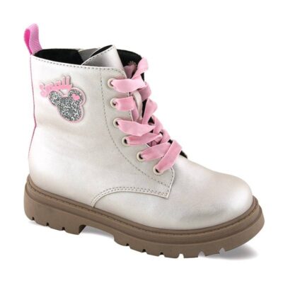 SD21062-3 (1) Zak Shoes Παιδικά Μποτάκια Αρβυλάκια Κορίτσι Με Minnie Strass Platina/Pink